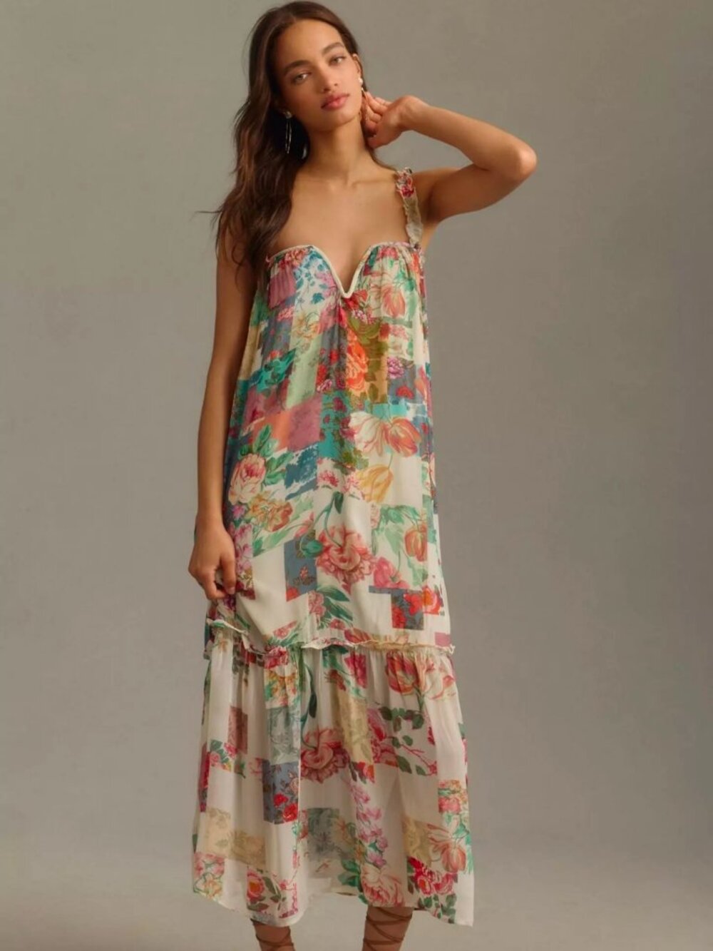 Anthropologie Chiffon Shift Midi Dress NWT
